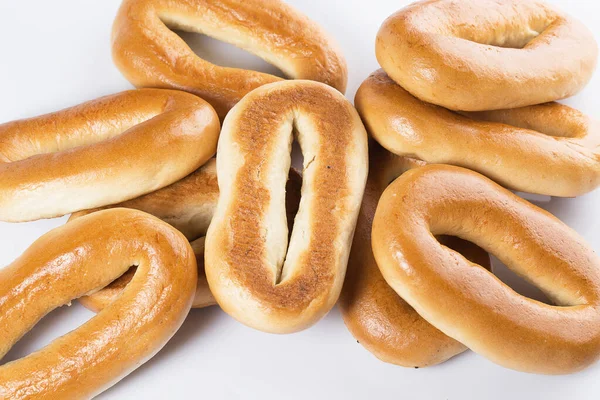 Panificio Deliziosi Bagel Sfondo Bianco — Foto Stock