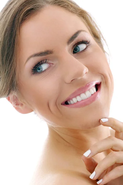 Mulher Atraente Bonita Com Sorriso Largo — Fotografia de Stock