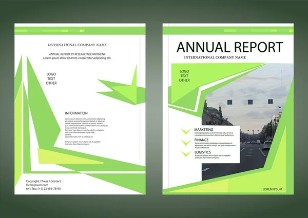 年度报告模板 覆盖灰色和绿色颜色 — 图库矢量图片