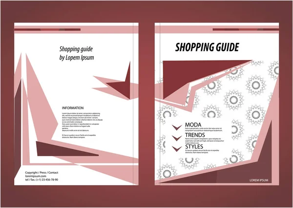 Alışveriş Rehberi şablonu. Bordo, kırmızı ve koyu kırmızı renk. 