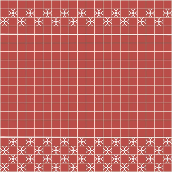 Tile decoration. Red square tiles with decor. Interior design for kitchen, bathroom, toilet. Background pattern. Decor element.