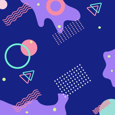 90 'ların Retro Memphis Klasik Şekil Şablonu. Posterler, afişler, broşürler, kapaklar, broşürler, broşürler için uygulanabilir.