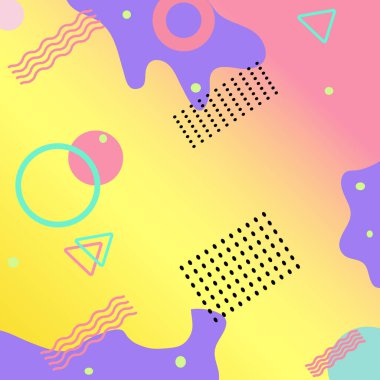 90 'ların Retro Memphis Klasik Şekil Şablonu. Posterler, afişler, broşürler, kapaklar, broşürler, broşürler için uygulanabilir.