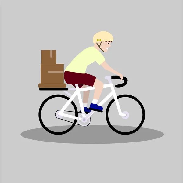Livraison Livraison Vélo Personne Vélo Livraison Nourriture Illustration Vectorielle — Image vectorielle