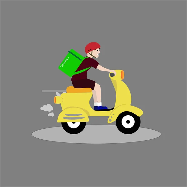 Levering Levering Motor Persoon Motor Voedsel Bezorgen Vectorillustratie — Stockvector