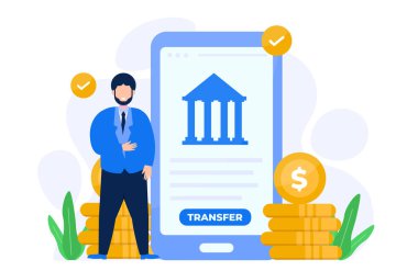 İnsanlar çevrimiçi banka konsept illüstrasyon yoluyla transfer