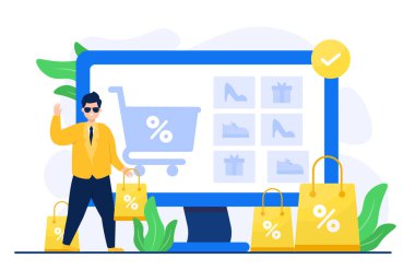 İnsanlar online konsept resimleme alışverişi yapıyorlar