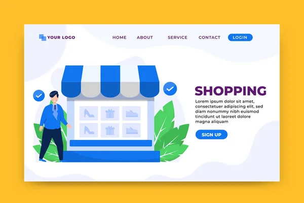 Shopping Konzept Landing Page Template — Stockvektor