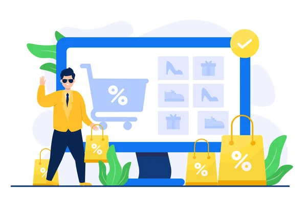 İnsanlar online konsept resimleme alışverişi yapıyorlar