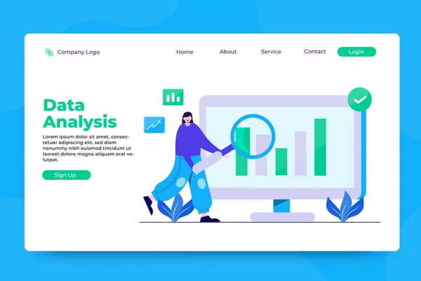 Concepto Análisis Datos Plantilla Landing Page — Vector de stock