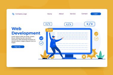 Web geliştirme konsepti iniş sayfası şablonu
