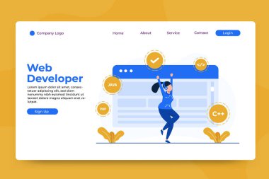 Web geliştiricisi konsepti iniş sayfası şablonu