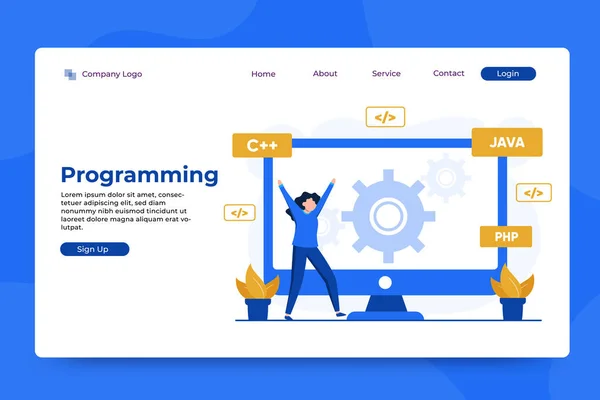 Concepto Programación Plantilla Landing Page — Vector de stock