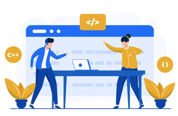 İniş sayfası şablonu için programlama konsepti çizimi