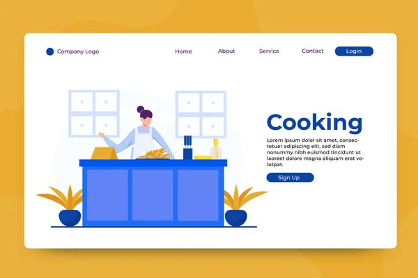 Concepto Cocina Plantilla Landing Page — Vector de stock