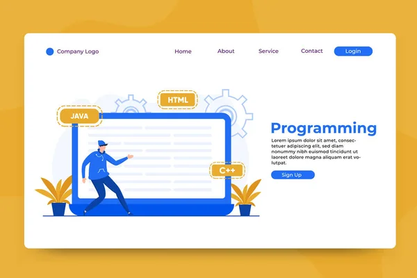 Concepto Programación Plantilla Landing Page — Vector de stock