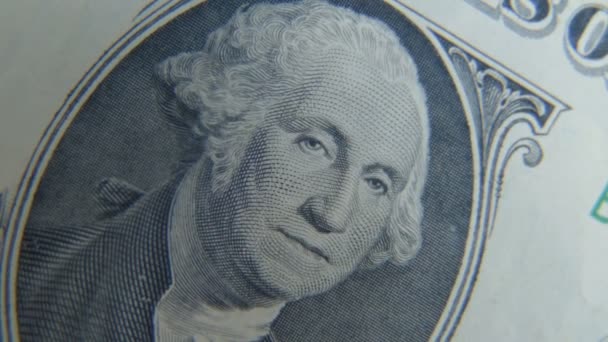 Retrato de George Washington em um close-up de nota de um dólar — Vídeo de Stock