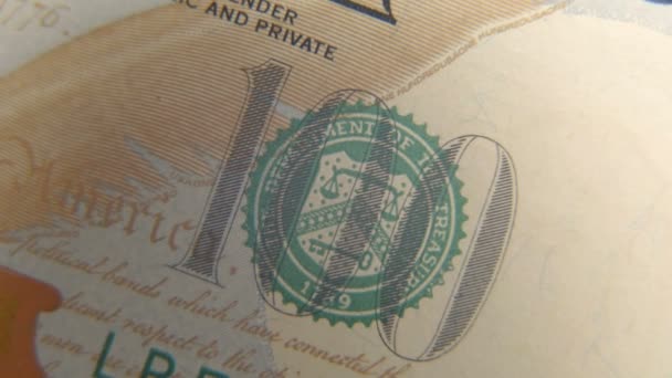 美国财政部在一百美元的钞票的封印 — 图库视频影像