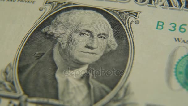 Retrato de George Washington en un billete de un dólar de cerca — Vídeo de stock