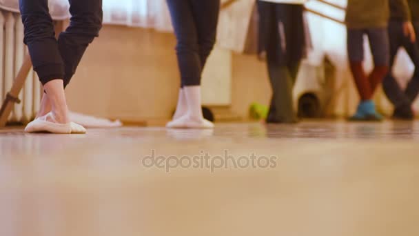 A trupe de balé ensaia em uma aula de balé — Vídeo de Stock