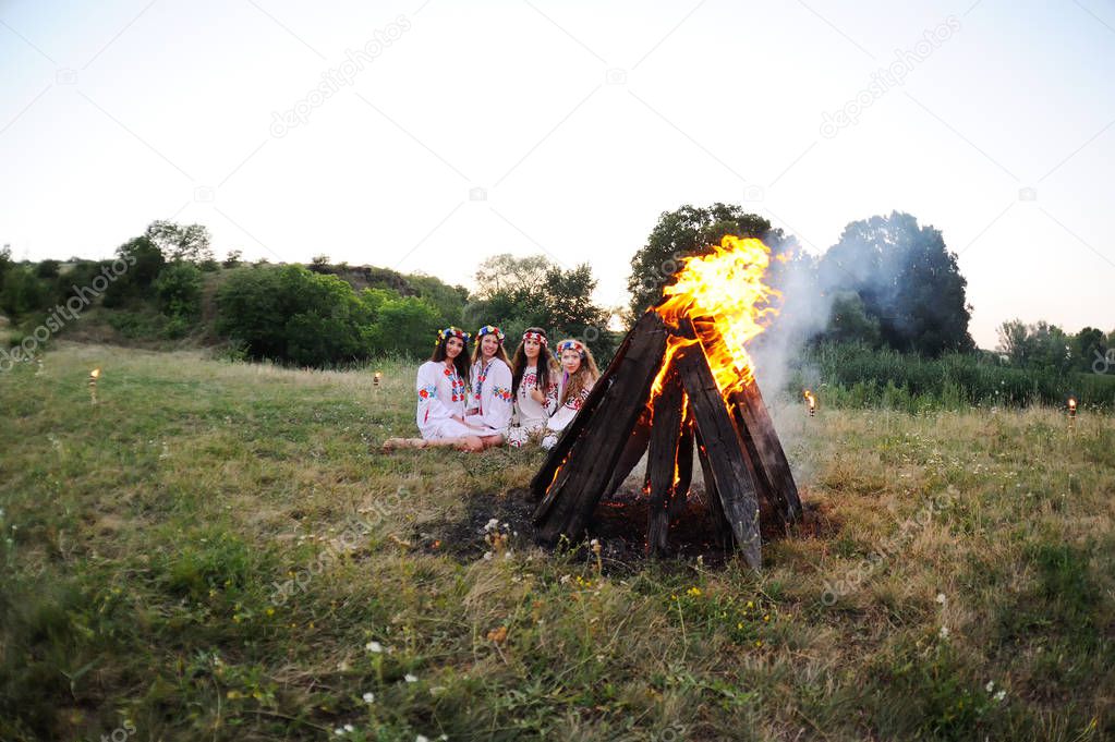 The celebration of the pagan Slavic holiday of Ivan Kupala Day or Midsummer.