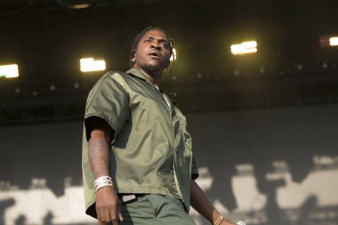 Chicago, IL/USA: 7/19/19: Pusha T (stylized Pusha-T) aka Terrence LeVarr Thornton performs at Pitchfork Music Festival. He's a  rapper, songwriter and record executive.