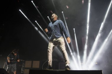 Concord, CA/USA: 7/6/17: Chino Moreno leads the Deftones at Concord Pavilion. They're an American alternative metal band formed in Sacramento, California in 1988. Their latest release, titled Gore, was released in 2016.