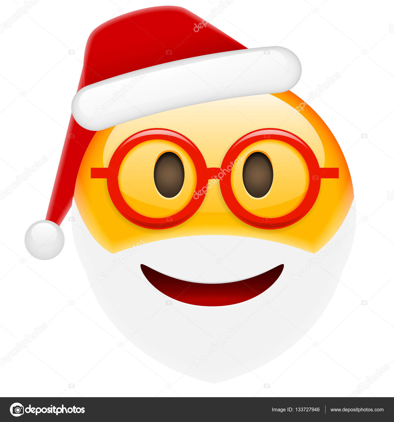 Emoticon Di Natale.Santa Smile In Glasses Emoticon Stock Vector C Ober Art 133727946