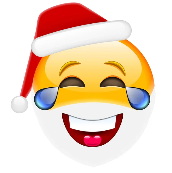 Laughing Santa Smile with Tears — Stock Vector