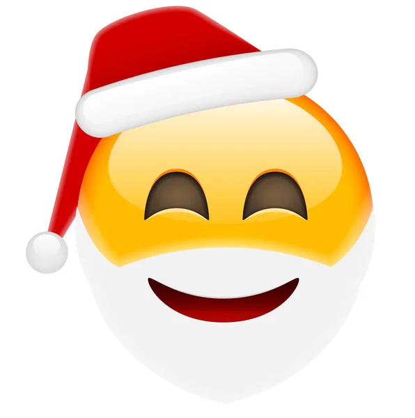 Emoticono de la sonrisa de Santa feliz — Vector de stock