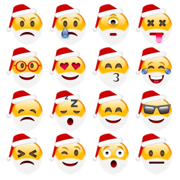 Conjunto de Santa Emoticons —  Vetores de Stock
