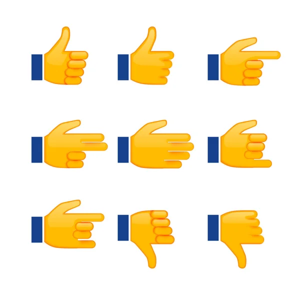 Conjunto de sinais de mãos Emoji — Vetor de Stock