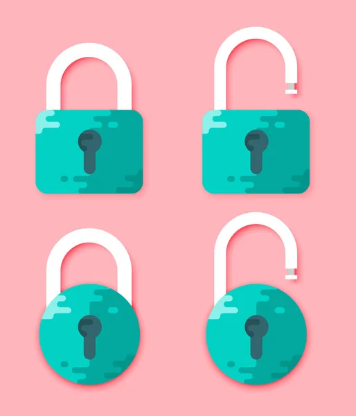Set of closed and opened padlocks — Stock Vector