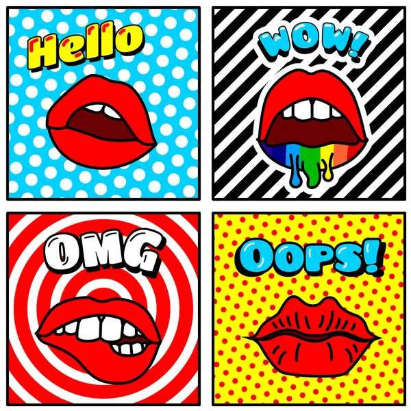 Banners with retro lips — Stock Vector
