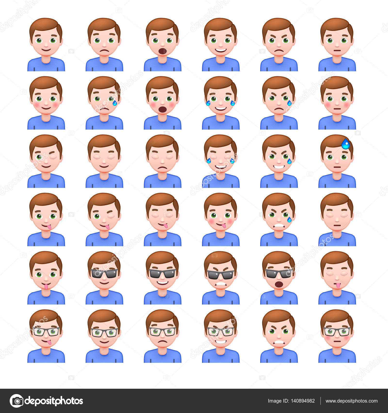 Man Emoticons set Stock Vector by ©ober-art 140894982