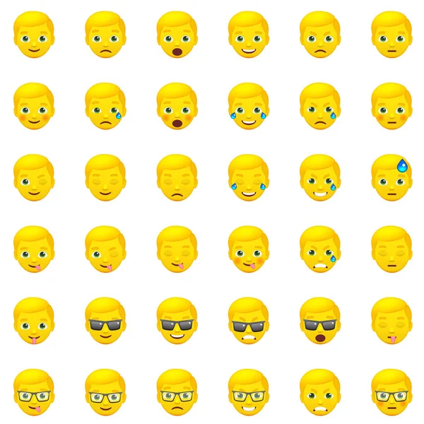 Hombre emoticonos conjunto — Vector de stock