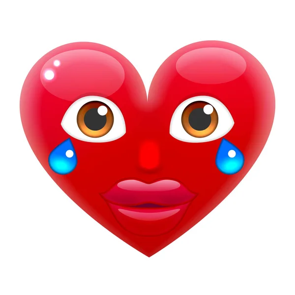 Piangendo Cuore ragazza Emoticon — Vettoriale Stock