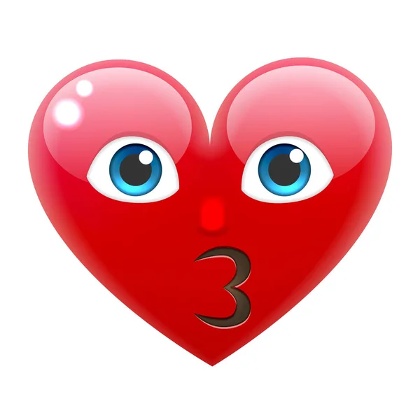 Emoticono de corazón besador — Vector de stock