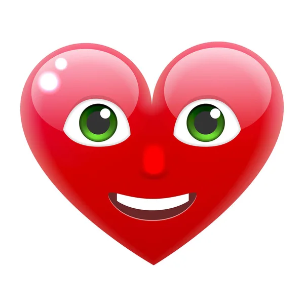 Cuore sorridente Emoticon con denti — Vettoriale Stock