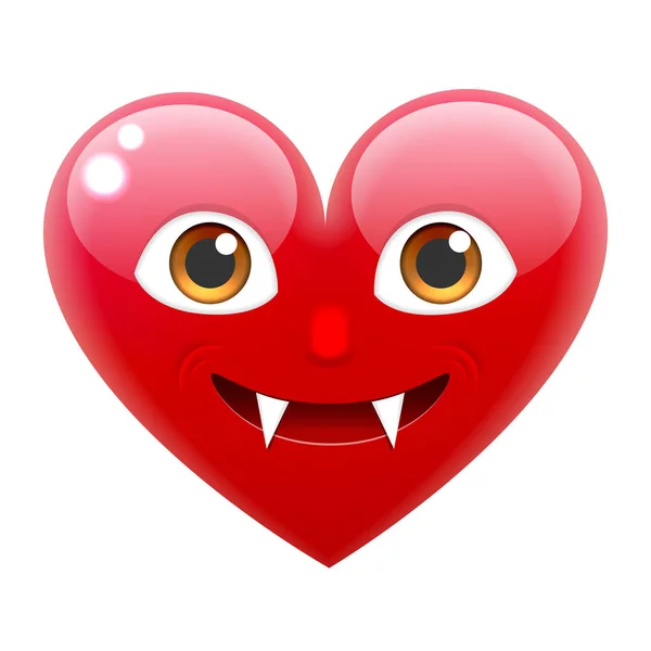 Emoticono de sonrisa de corazón de vampiro — Vector de stock