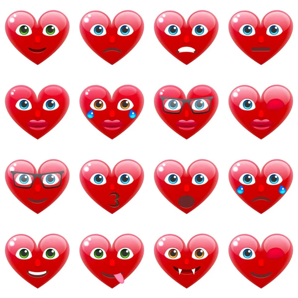Conjunto de Emoticones para el Día de San Valentín — Vector de stock