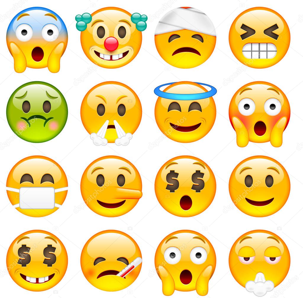 Classic Emoticons set, vector illustration