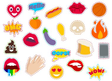 Moda yama rozetleri kümesi