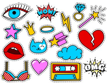 Moda yama rozetleri kümesi