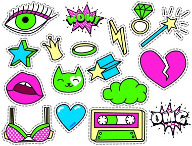 Moda yama rozetleri kümesi