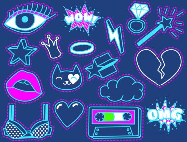 Moda yama rozetleri kümesi