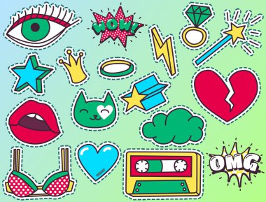 Moda yama rozetleri kümesi