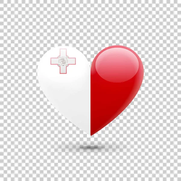 Bandera de Malta icono del corazón — Vector de stock