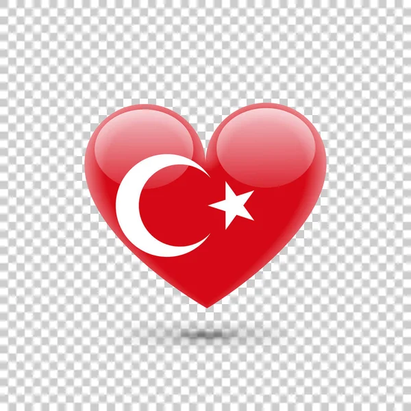 Tyrkisk flag hjerte ikon – Stock-vektor