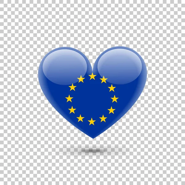 Europa bandera de la Unión icono del corazón — Archivo Imágenes Vectoriales